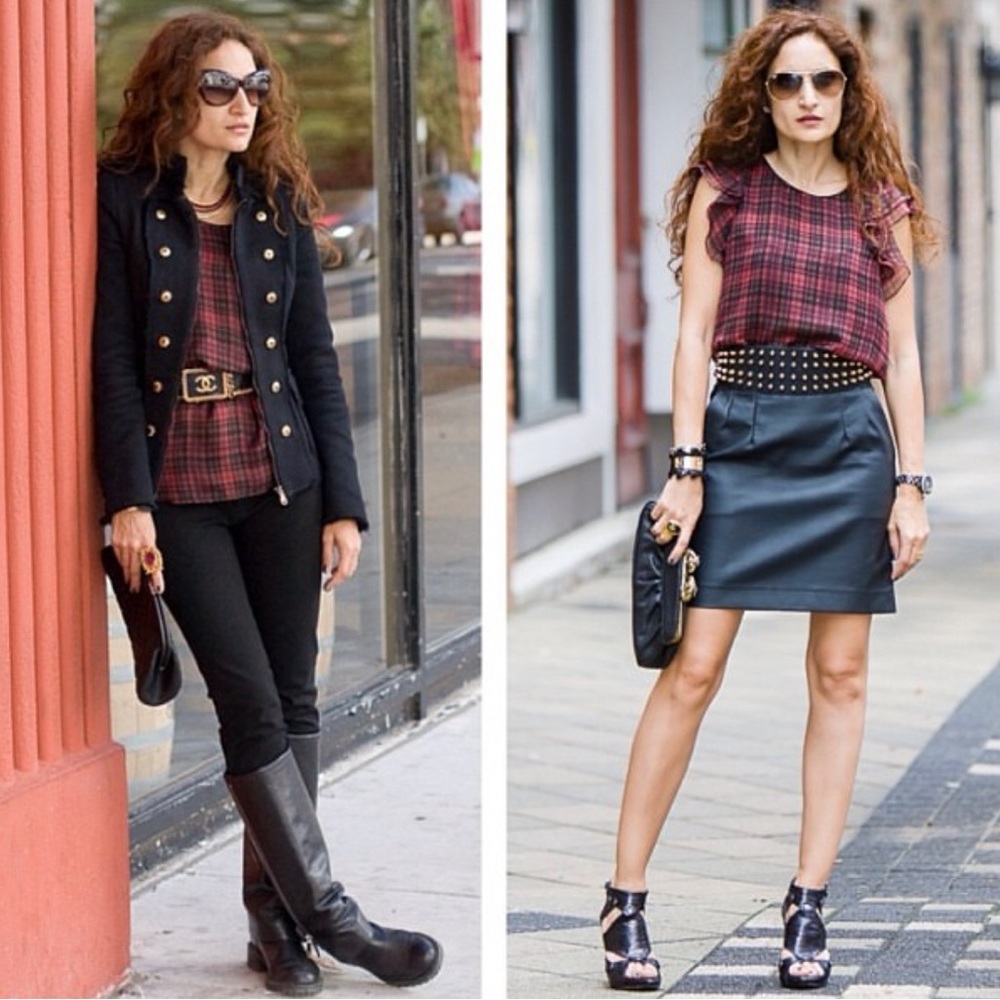 Black and red plain top